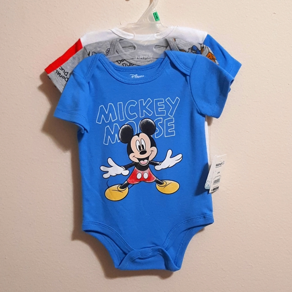 6-9 month Disney Baby 3 pack bodysuits
